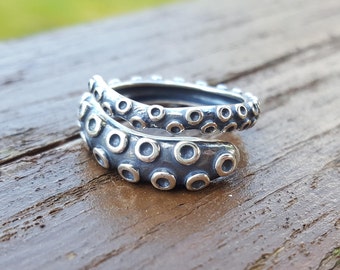 Octopus Tentacle Ring in 925 Silver - Oktopus Tentakel Kraken Cthulhu Sterling Silber by Serebra Jewelry