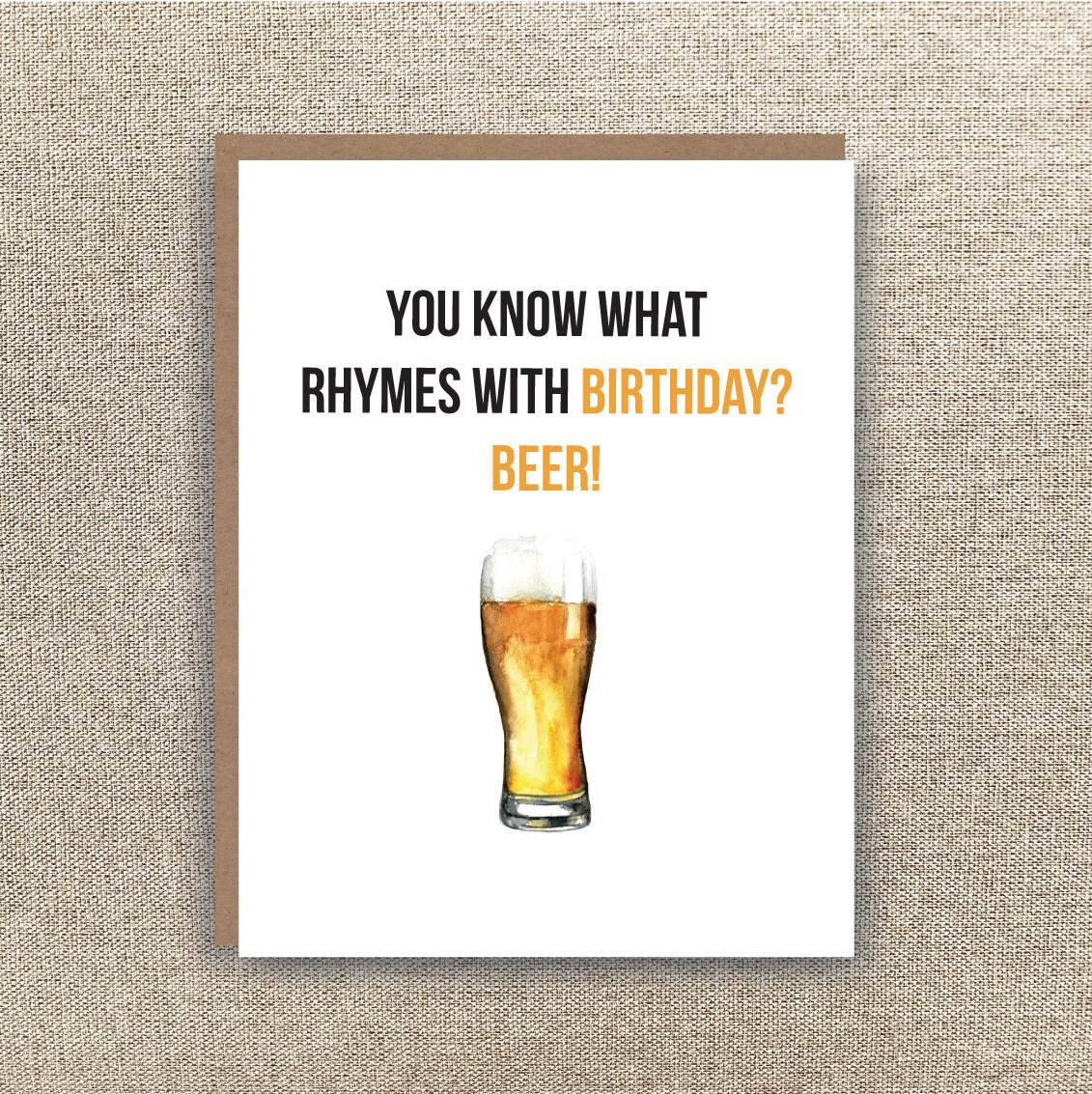 Beer Birthday Card Beer Card You What Rhymes with Birthday