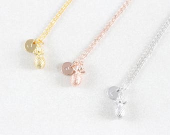 Pineapple Necklace, Gold, Silver, Rose Gold Pineapple Charm, Tiny Pineapple Pendant Fruit Necklace Pineapple Jewelry Small Pineapple Initial