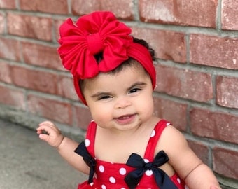 Red Messy Bow Headband, Messy Bow, Headwrap, Baby Headband, Turban, Girl Bow, Big Bow, Floppy Bow, Baby Bow