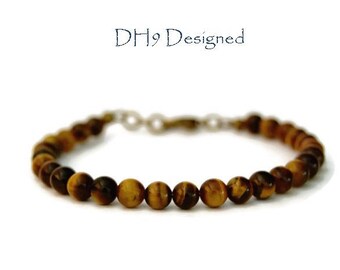 Mens Tigers Eye Bracelet - Mens Gemstone Bracelet - Mens Clasp Bracelet - Mens Beaded bracelet - Tigers Eye Bracelet - Fathers Day bracelet