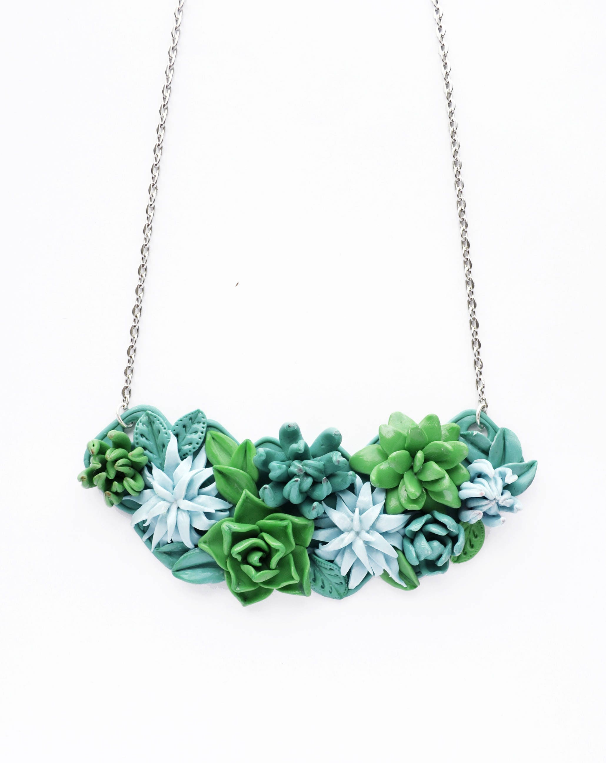 Succulent necklace Flower Necklace Cacti Cactus Green