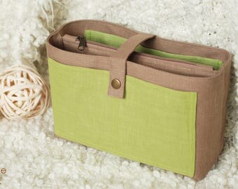 Purse organizer with zipper pocket, Hand Bag organizer, Insert Bag, Bag in Bag, Travel Organizer, Organiser Diaper Bag Organizer beige olive