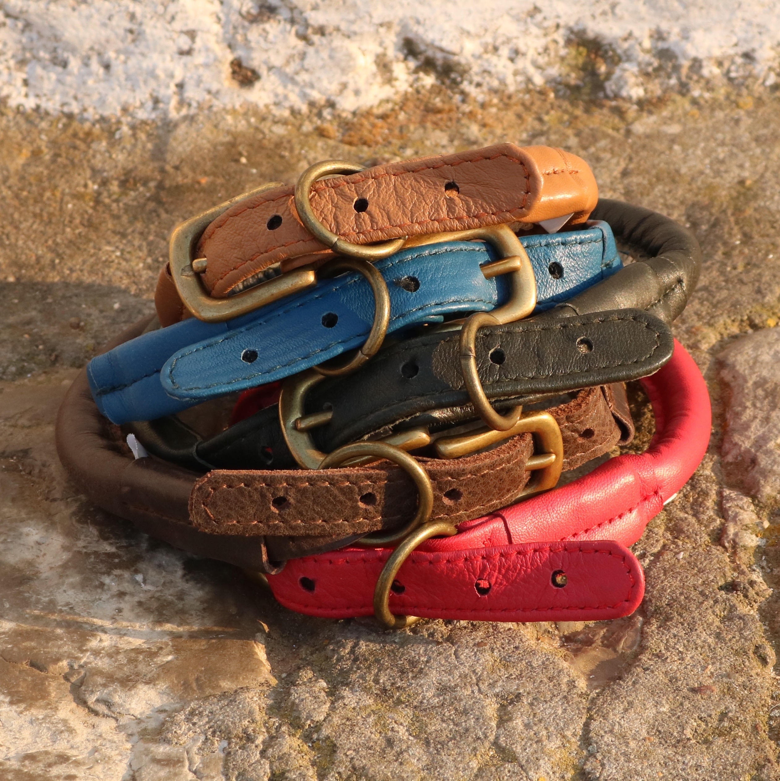 SALE ITEM Rolled Leather Dog Collars Comfortable Dog Collar