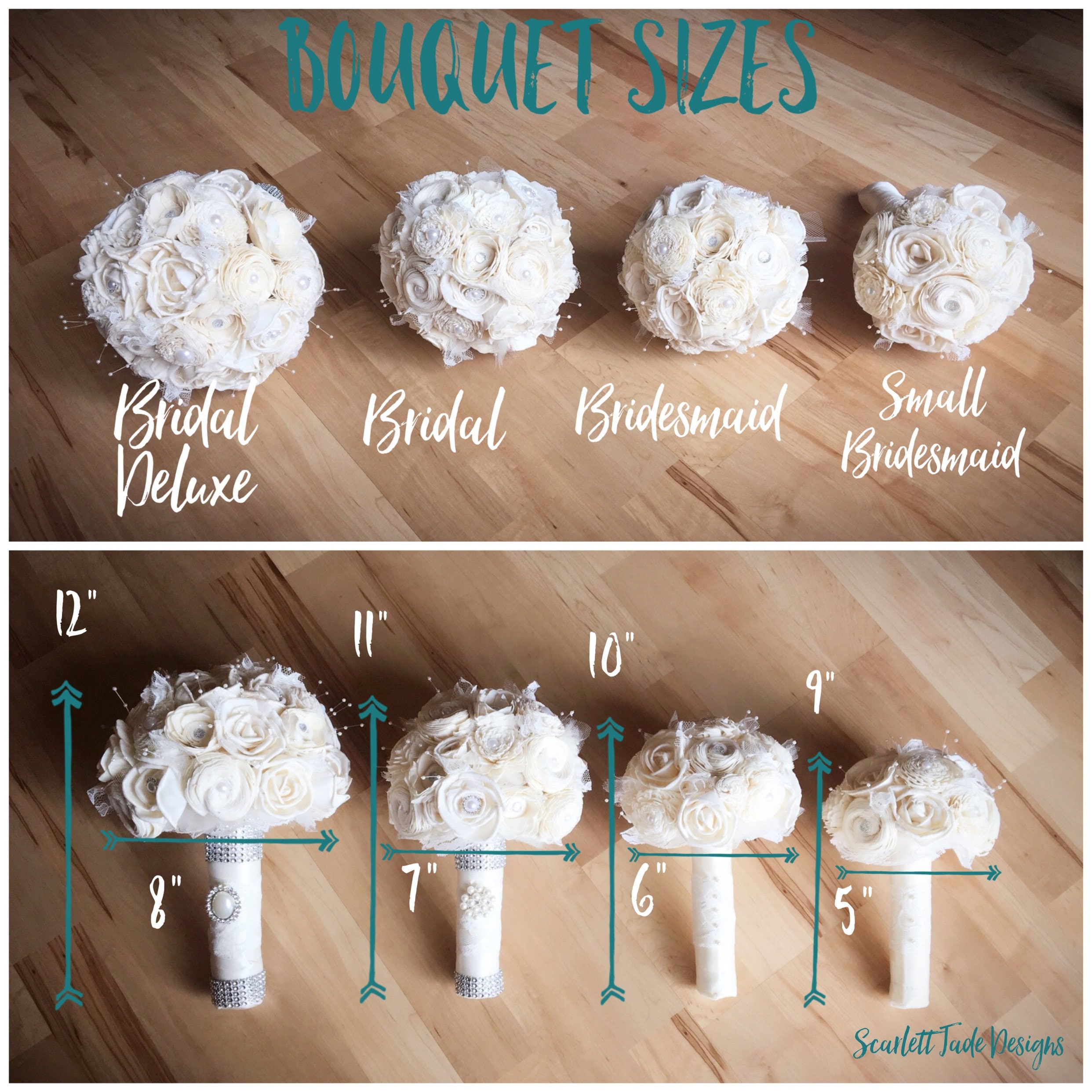 Bouquet Sizes Bridal bouquet Bridesmaid bouquet Sola