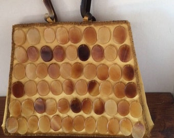 Vintage faux tortoise shell purse/handbag with gold lining
