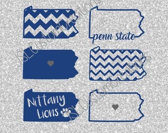 Penn State Pennsylvania States SVG, eps, DXF, png Cut Files for Silhouette, Cricut, Vectors, Nittany Lions,Football, College,Sports,Set of 6