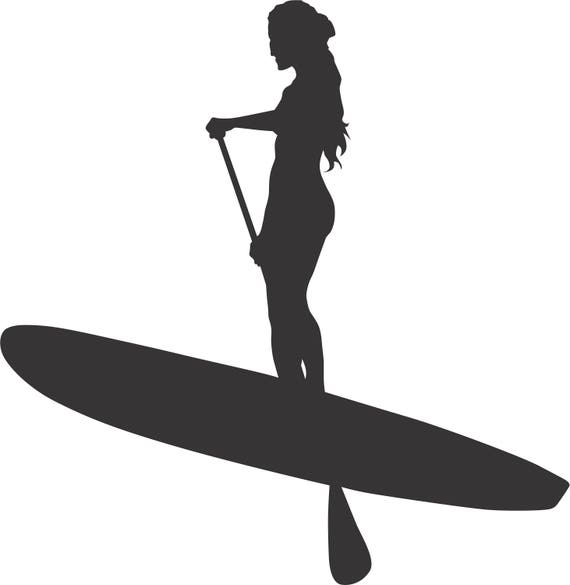 Lady Paddle Boarding Stand Up PADDLE OUT SUP Woman Car Decal