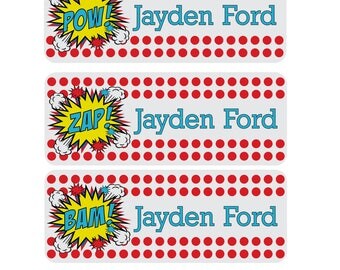 Waterproof Superhero Name Labels, Dishwasher Safe Superhero Name Stickers, Custom Daycare Labels, Sippy Cup Labels, Kids Name Labels
