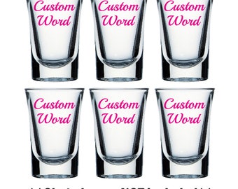 Pack of 6 decal stickers for shot glasses - Words or Symbols - Party, Hen do, Stag do, Wedding favours, Birthday, Christmas - Decals only!