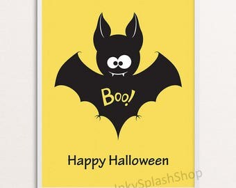 halloween home decor happy halloween wall art printable funny bat print boo poster - Halloween Wall Decorations halloween home decor happy halloween wall art printable funny bat print boo poster - Halloween Wall Decorations