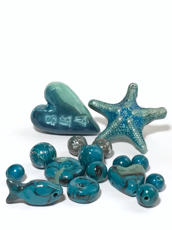 Polymer Clay Beads Sea Beads Ocean Themed Beads Polymer
