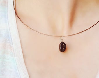 Coffee Bean Necklace -- Gilmore Girls Gift -- kawaii charm necklace -- polymer clay charm necklace