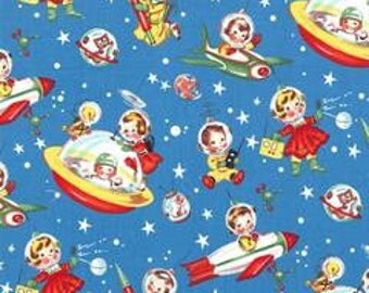 Retro rocket rascals fabric by Michael Miller