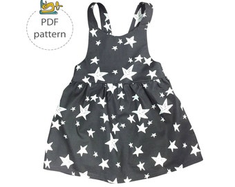 Baby pinafore dress pattern, apron dress sewing patterns pdf, girls pinafore dress, dungaree dress sewing pattern