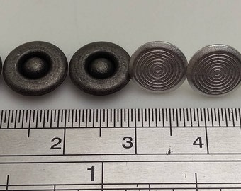 Vintage Metal Reversed Nipple Rivet Button with Tack Under Part, Antique Silver, 15 Sets, 15L Diameter 9.5mm, 0.37"