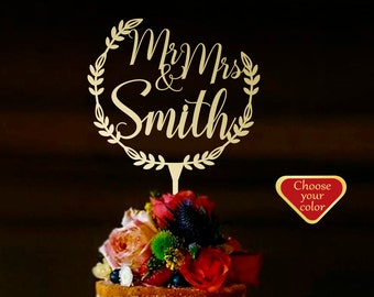 Personalized Wedding Cake Topper With Surname Mr And Mrs Rustic Personalized Wedding Cake Topper With Surname Mr And Mrs Rustic