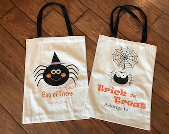 Halloween tote bag - Halloween sack - Personalized Halloween bag - Monogram Halloween candy bag - Halloween bucket - Halloween canvas bag