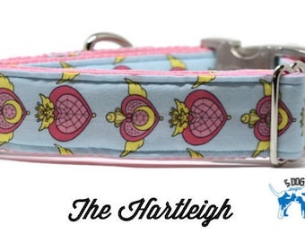Sailor Moon Heart Dog Collar, Martingale collar, Martingale Buckle, Metal Buckle Dog Collar, The Hartleigh Custom Dog Collar