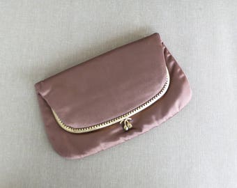 Vintage Morris Moskowitz Tan Satin Clutch