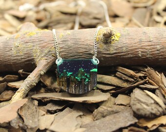 Alisha D Multicolor Print Cubism Art Necklace Resin Pendant Adjustable Cord