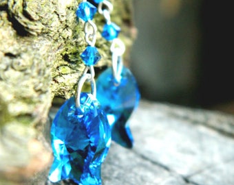 blue dangle earrings adult gifts|for|teen fish jewelry crystal drop earrings gift|for|best|friends gifts birthday|gift|for|her mermaid beach