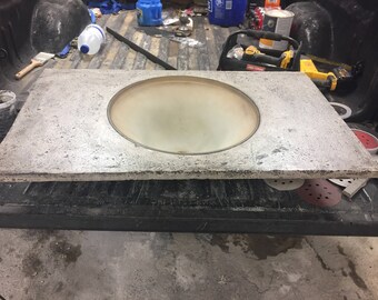 36" Bell Sink with white pitted stone look top