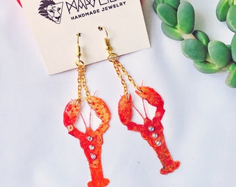 Lobster earrings - Animal earrings - Lobster jewellery - Shellfish jewelry - Gift for her - Trending jewelry - Fashion earrings