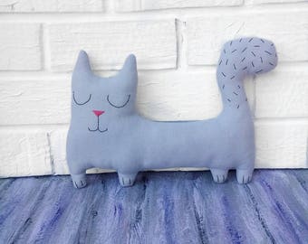 cat lover gift cat toy cat decor handmade doll rag doll interior doll cat doll blue blue cat textile cat textile doll decor doll toy fabric