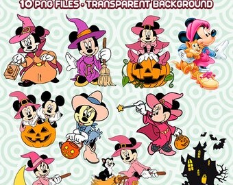 Minnie Mouse Clipart, Minnie Witch, Halloween Clipart, Halloween Witch, Disney Files, Disney Clipart, Instant Download 75