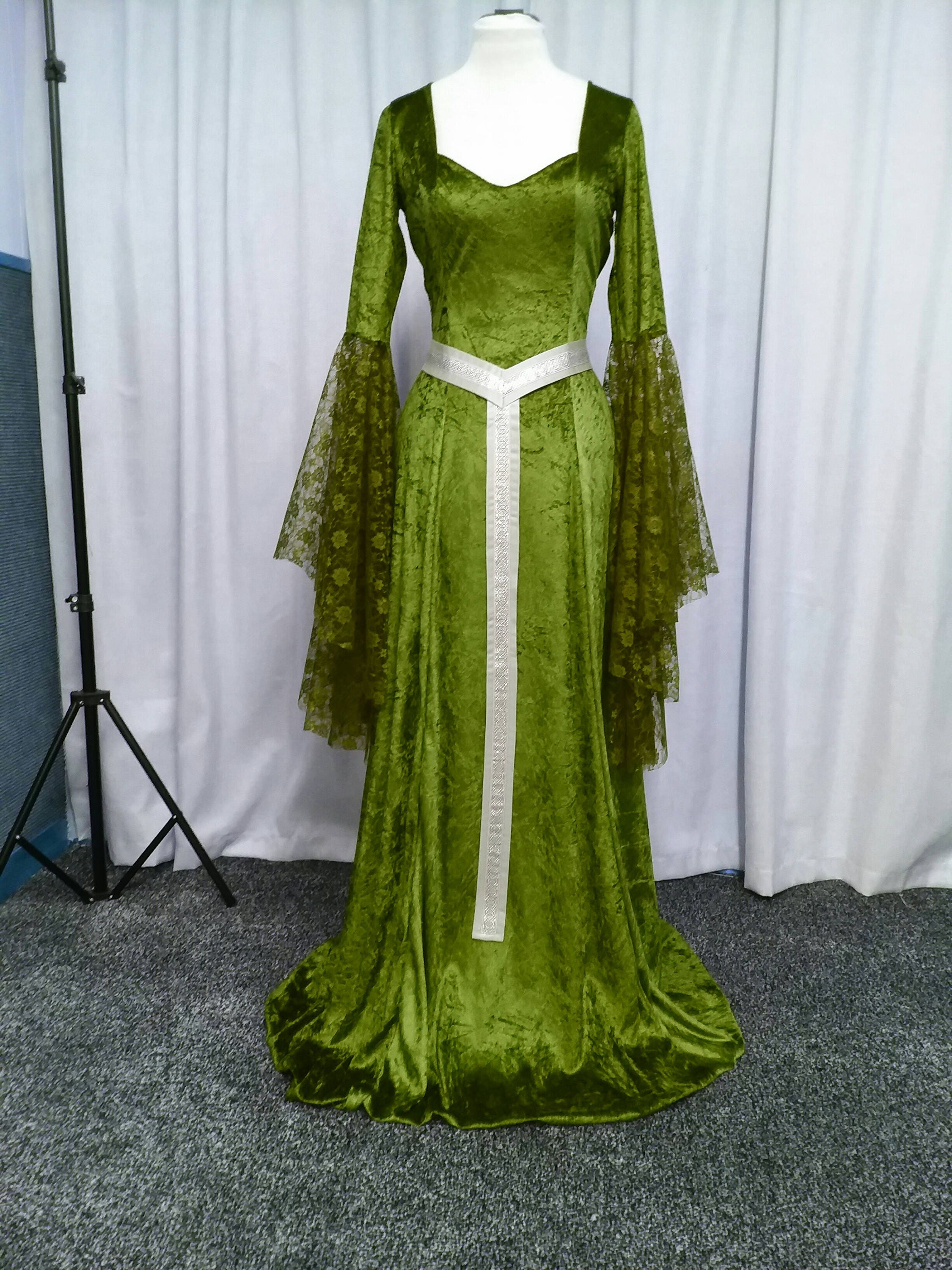 Fae dress woodland dress olive green elven gown medieval