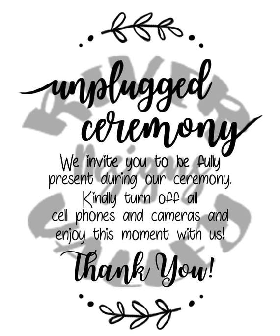 Download unplugged ceremony sign wedding sign vinyl design pdf