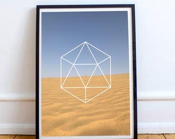 desert prints, desert art, blue sky wall decor, polygon art, blue sky art, desert wall decor, photography art, digital prints, minimalist