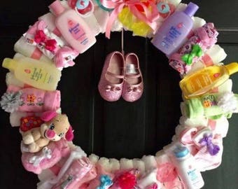 baby girl diaper wreath