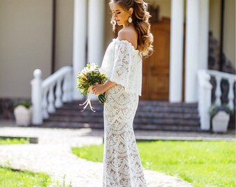 Boho Wedding DressUnique Bridal GownLace Edding DressRustic Dress Boho Wedding DressUnique Bridal GownLace Edding DressRustic Dress