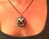 LOCAL ONLY felted sloth face necklace