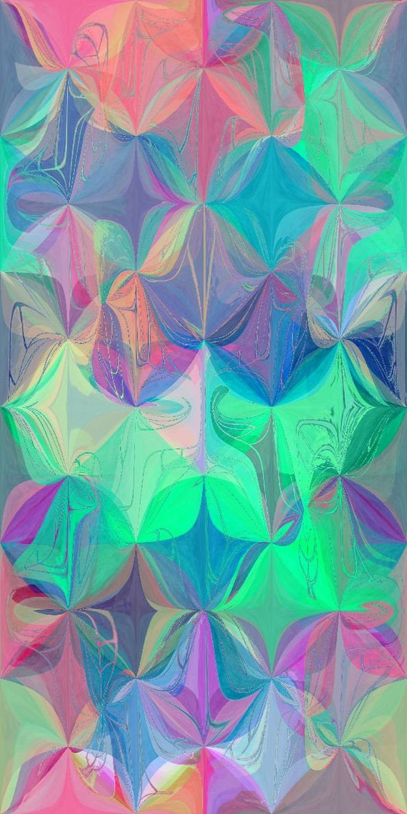 Pastel Vibrant Abstract Artist Made Chiffon Kaftan Fabric Apparel Sheer Home Decor