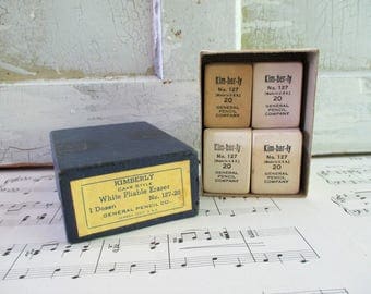 Vintage Box of Kimberley White Pliable Erasers