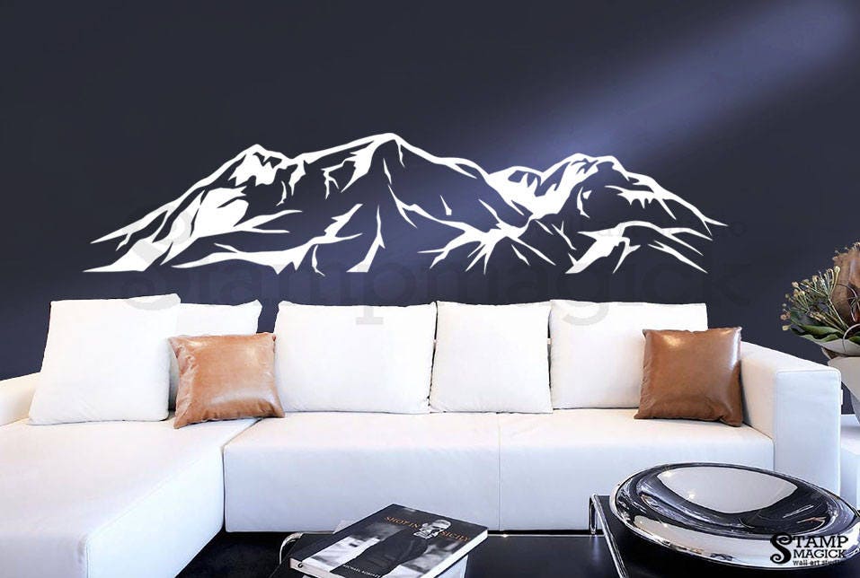 Mountain Wall Decal Snowy Mountain Range Wall Art Hills