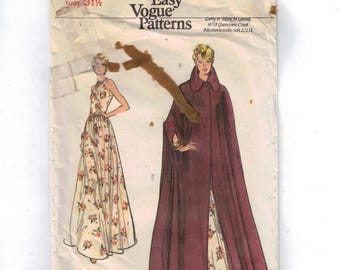 1970s Vintage Sewing Pattern Vogue 8725 Misses Cape and Evening Dress Gown Knit Size 8 Bust 31 32 70s