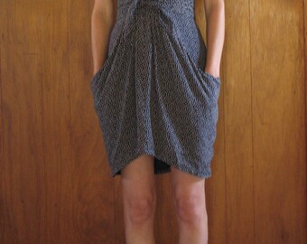 SILK POLKA DOT navy blue dress, small