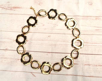 Vintage Chain Belt - Gold Chain Belt - Daisy Vintage Belt - Daisy Gold Chain - Mod Chain Belt - 70s Chain Belt