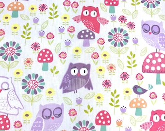 Boreal Owl In Tree Winter Day Cotton Fabric Panel – 36 X 44 Inches, Machine Washable