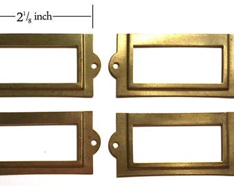 Brass Drawer Label Holder, Set of Four