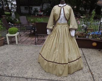 Ladies Size 12 Civil War Zouave Suit Reenacting Dress and Reticule