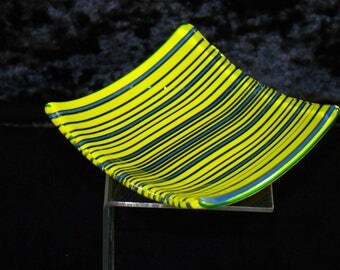 Small multicolored fused glass plate