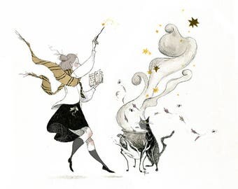Hufflepuff Brew | SIGNED 10x13 Illustration print with Gold Foil