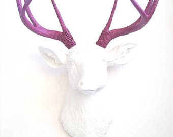 White Deer Head Wall Decor deer head white-gold faux taxidermy deer head animal head wall White Deer Head Wall Decor deer head white-gold faux taxidermy deer head animal head wall