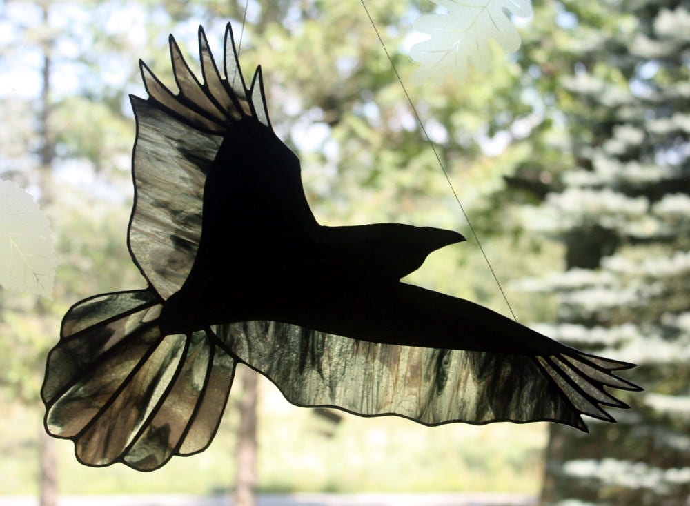 Stained Glass Raven Stained Glass Bird Raven Art Gothic