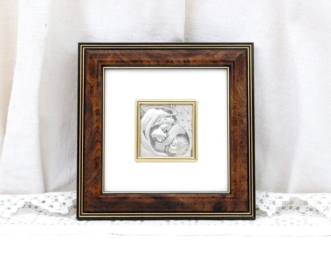 Vintage Sterling Silver Framed Embossed Repoussé Picture of the Virgin Mary and Child Made in Italy by Valentina, Religious Icon in Silver